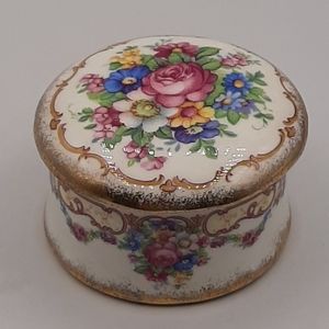 Staffordshire Trinket Box Fine Bone China England Roses Floral Total Elegance
